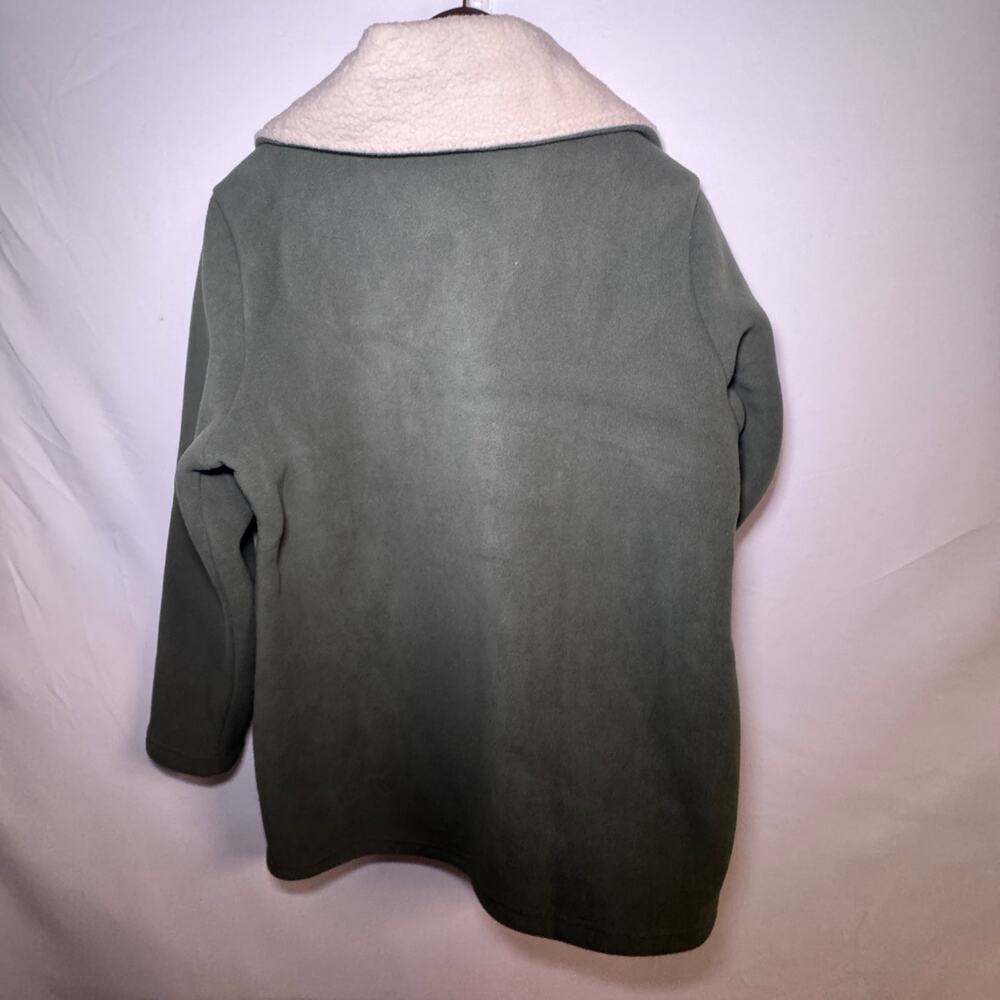 Denim & Co. Petite Fleece Bonded Sherpa Jacket Green MP - Picture 3 of 4